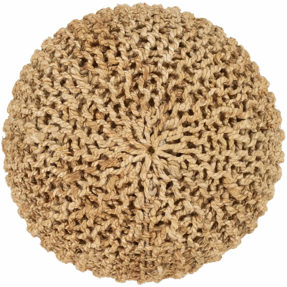 Merrittstown Knitted Jute Pouf - 20’’ x 20’’ x 14’’ Cylinder - Boutique Rugs