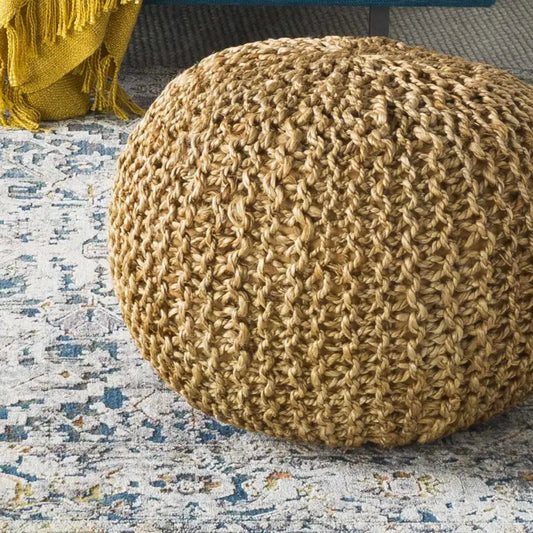 Merrittstown Knitted Jute Pouf - 20’’ x 20’’ x 14’’ Cylinder - Boutique Rugs