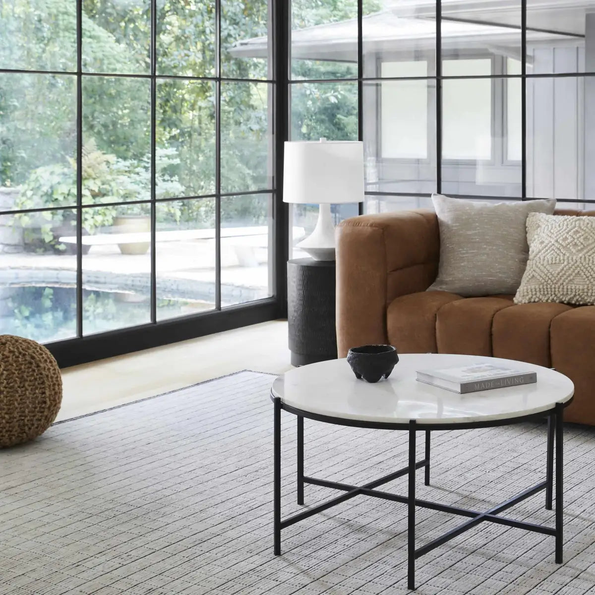 Merrittstown Knitted Jute Pouf - 20’’ x 20’’ x 14’’ Cylinder - Boutique Rugs