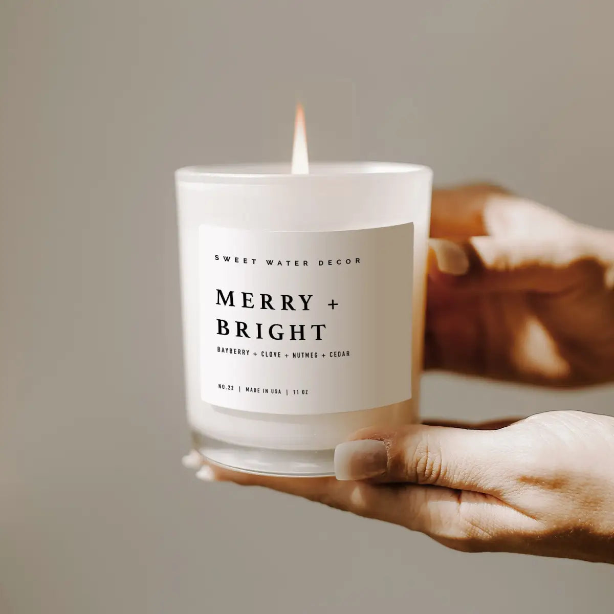 Merry and Bright Soy Candle - White Jar - 11 oz - Sweet Water Decor