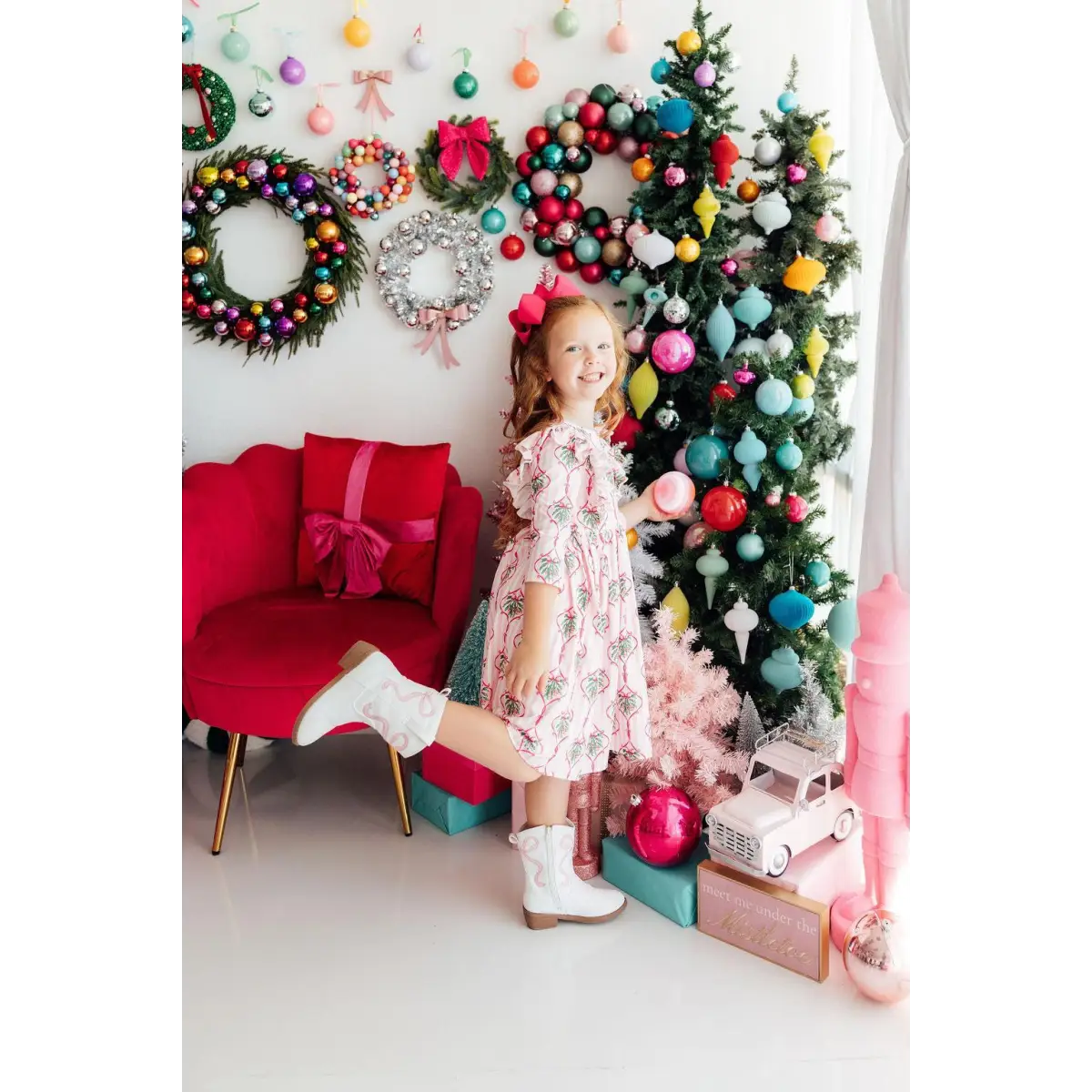 Merry Mistletoe 3/4 Sleeve Ruffle Twirl Dress - Mila & Rose ®