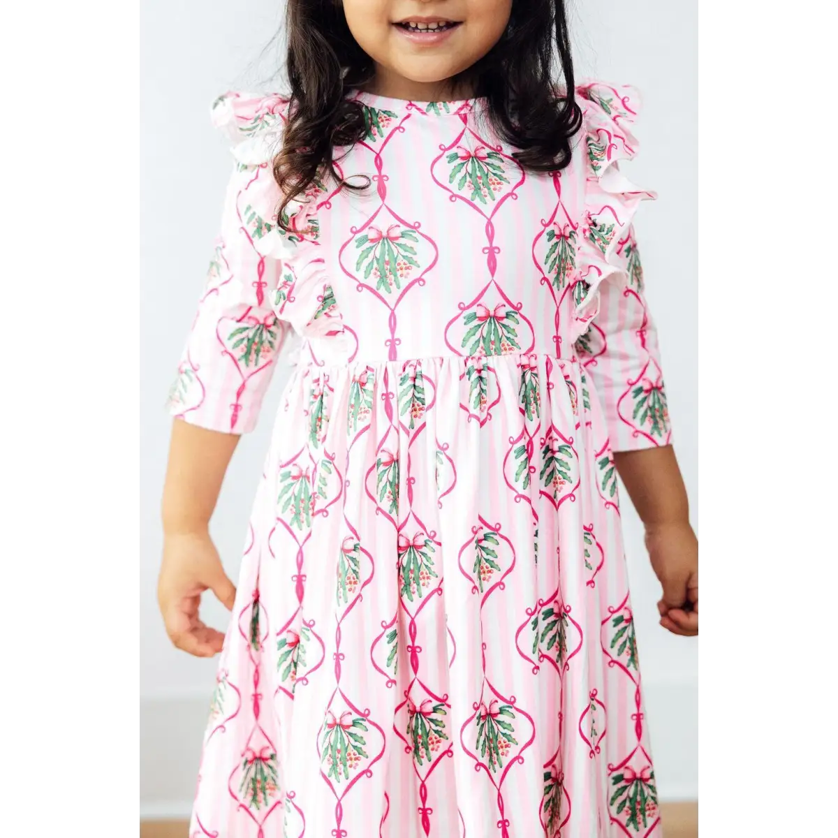 Merry Mistletoe 3/4 Sleeve Ruffle Twirl Dress - Mila & Rose ®