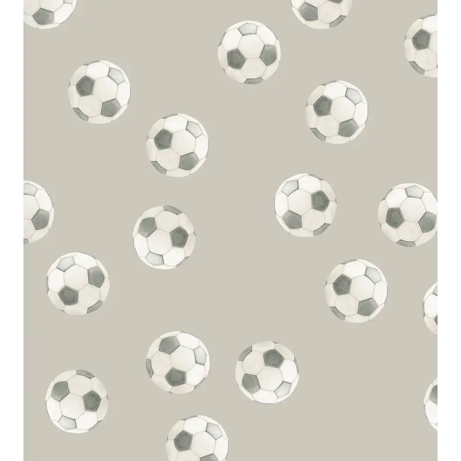 Messi Wallpaper - Soccer Balls - by Hailey Kiefer - Sample 1 foot by 1 foot / Gray - Loomwell Home Goods
