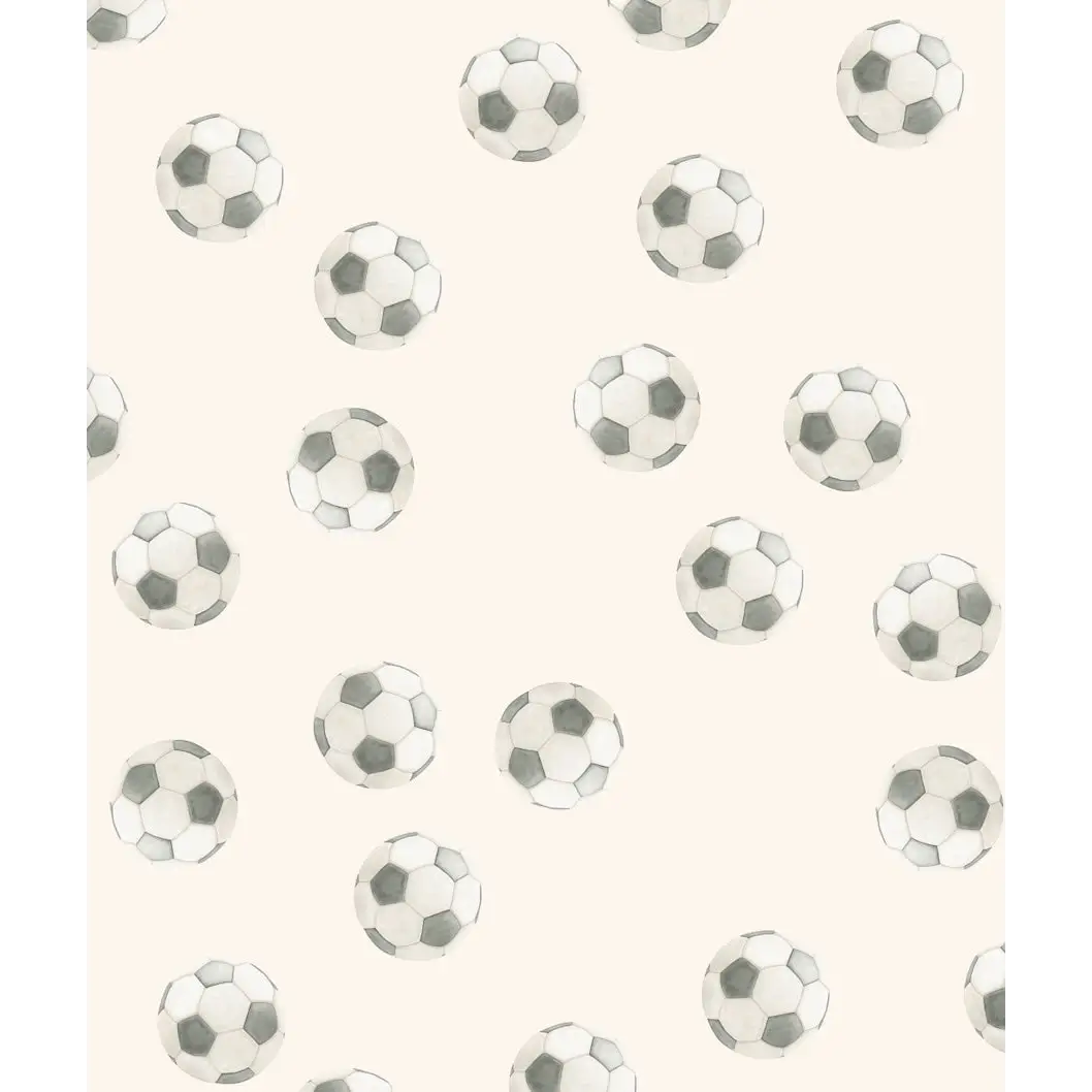 Messi Wallpaper - Soccer Balls - by Hailey Kiefer - Sample 1 foot by 1 foot / White - Loomwell Home Goods
