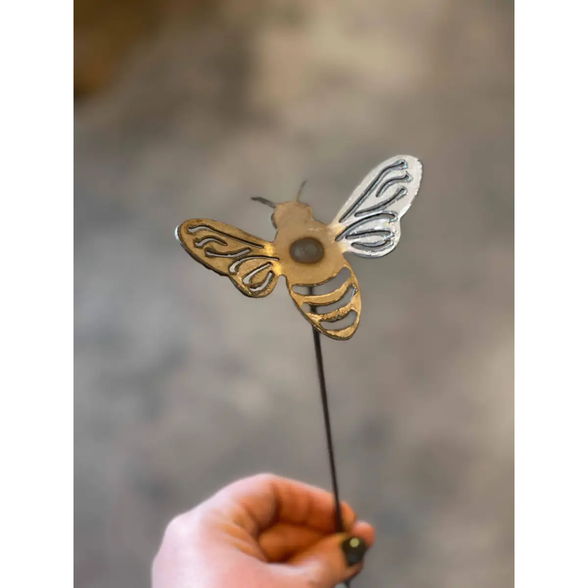 Metal Honey Bee Garden Decor Stake - 4’’ - 608 The Factory