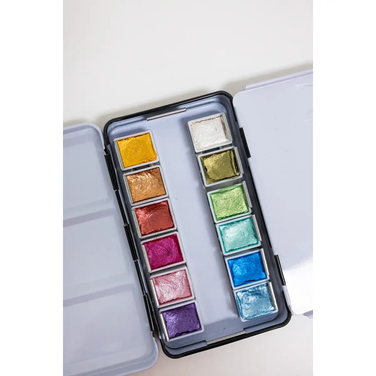 Metallic Watercolor Paint Palette - 12 Color Travel Tin - bailey rae studio