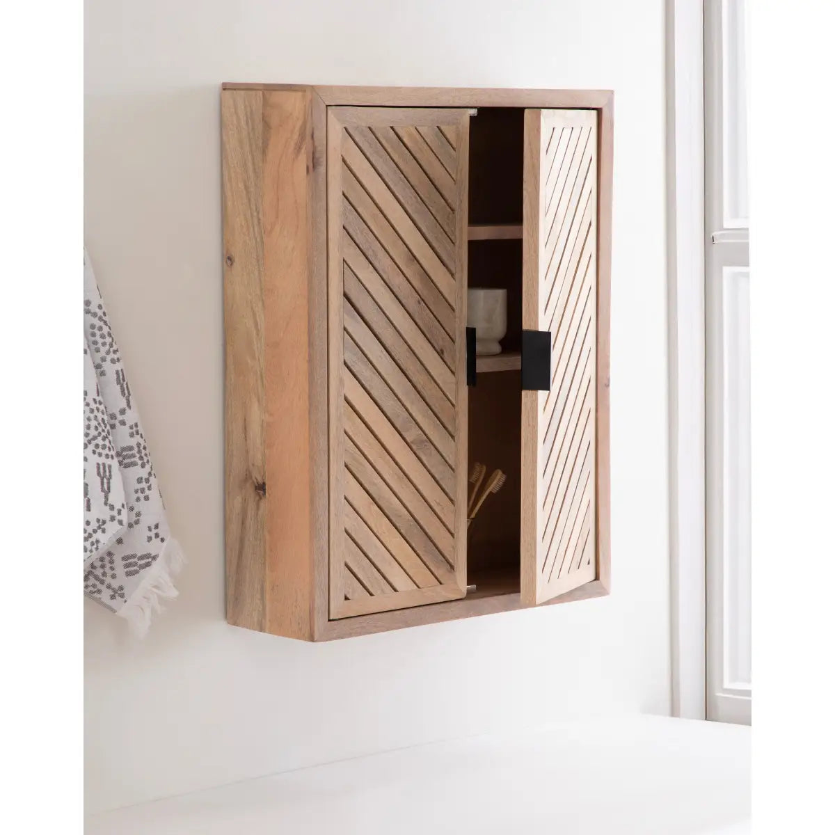 Mezzeta Tall Wood Bath Cabinet - kateandlaurel