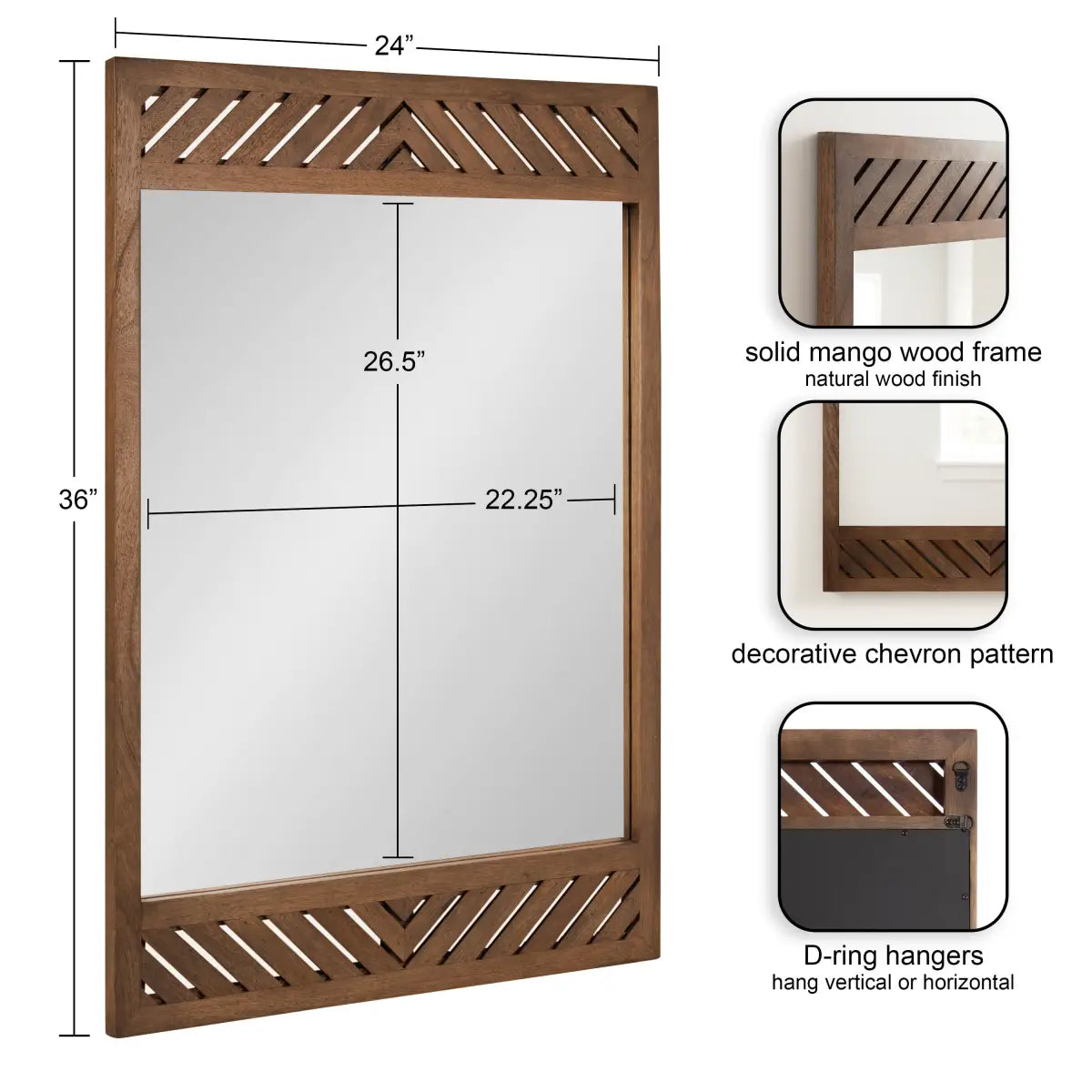 Mezzeta Wood Rectangle Wall Mirror - kateandlaurel