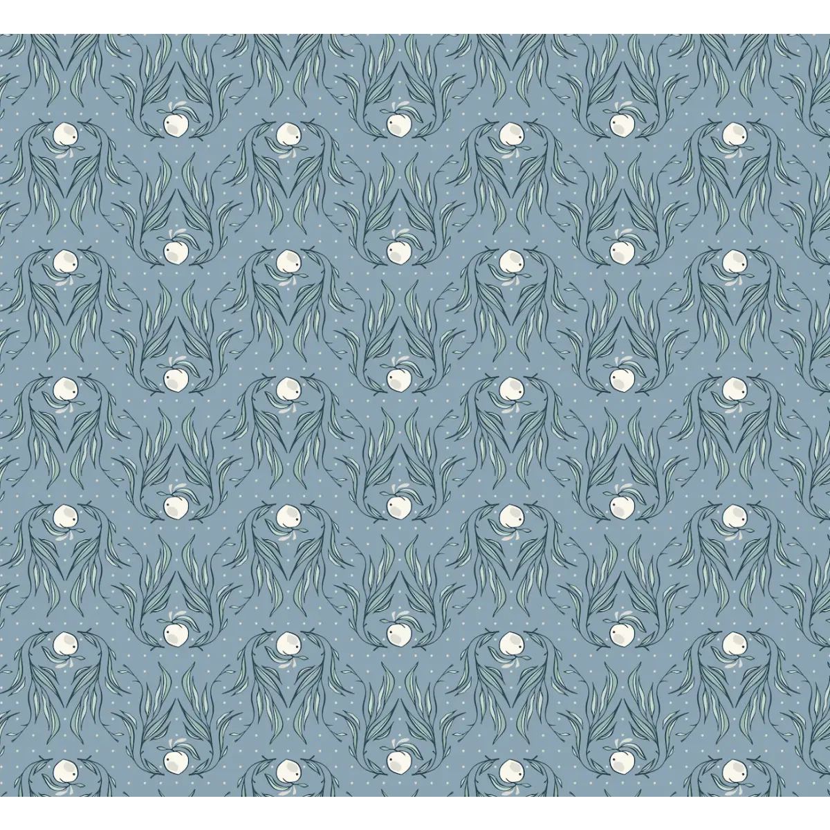 Mia Wallpaper - Leaf Pattern - by Erin Silliman Designs - Sample 1 foot by 1 foot / Blue - Loomwell Home Goods