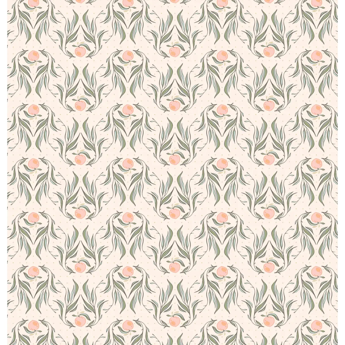Mia Wallpaper - Leaf Pattern - by Erin Silliman Designs - Sample 1 foot by 1 foot / Peach - Loomwell Home Goods