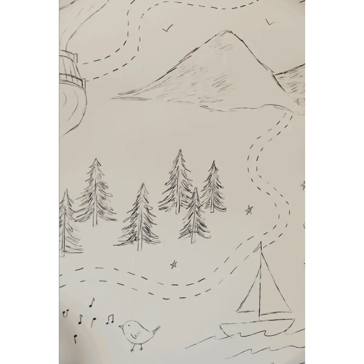 Michael Wallpaper - Houses and Trees Pencil Scketches - by Christy Beasley - Loomwell Home Goods