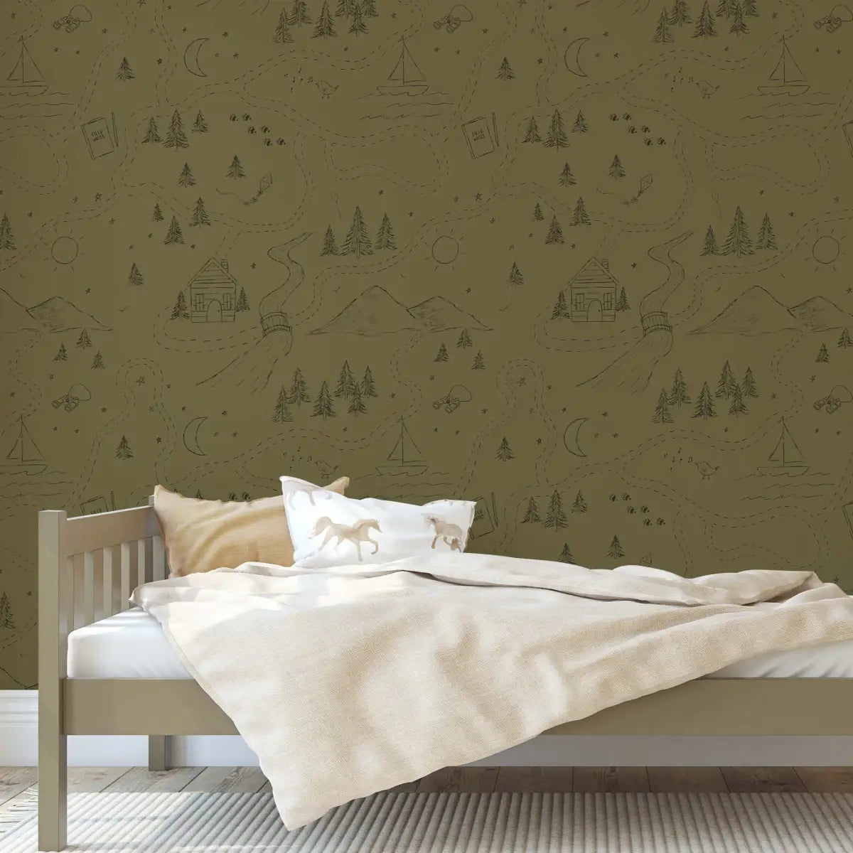 Michael Wallpaper - Houses and Trees Pencil Scketches - by Christy Beasley - Loomwell Home Goods