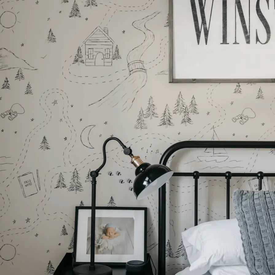 Michael Wallpaper - Houses and Trees Pencil Scketches - by Christy Beasley - Loomwell Home Goods