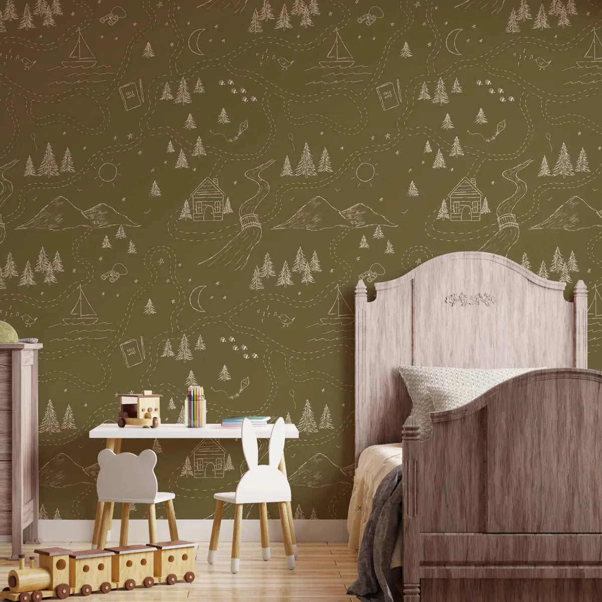 Michael Wallpaper - Houses and Trees Pencil Scketches - by Christy Beasley - Loomwell Home Goods
