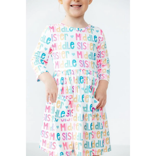 Middle Sister 3/4 Sleeve Pocket Twirl Dress - Mila & Rose ®
