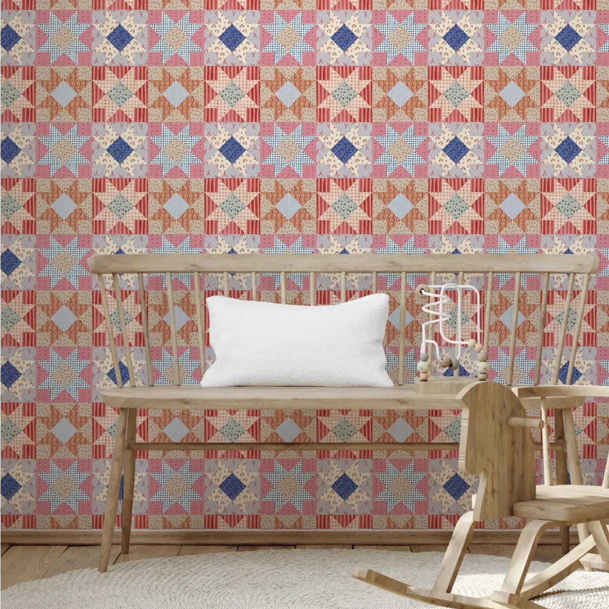Midge Wallpaper - Quilt Blocks - by Annalee Beck - Loomwell Home Goods