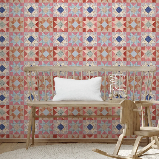 Midge Wallpaper - Quilt Blocks - by Annalee Beck - Loomwell Home Goods