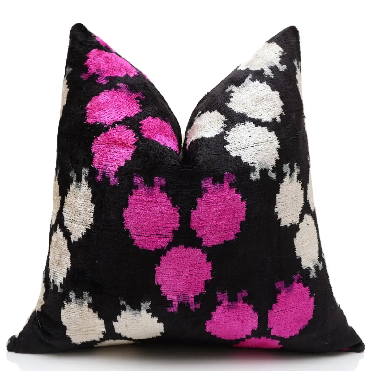 Midnight & Magenta Ikat Silk Velvet Pillow - 20’’ x 20’’ - Canvello