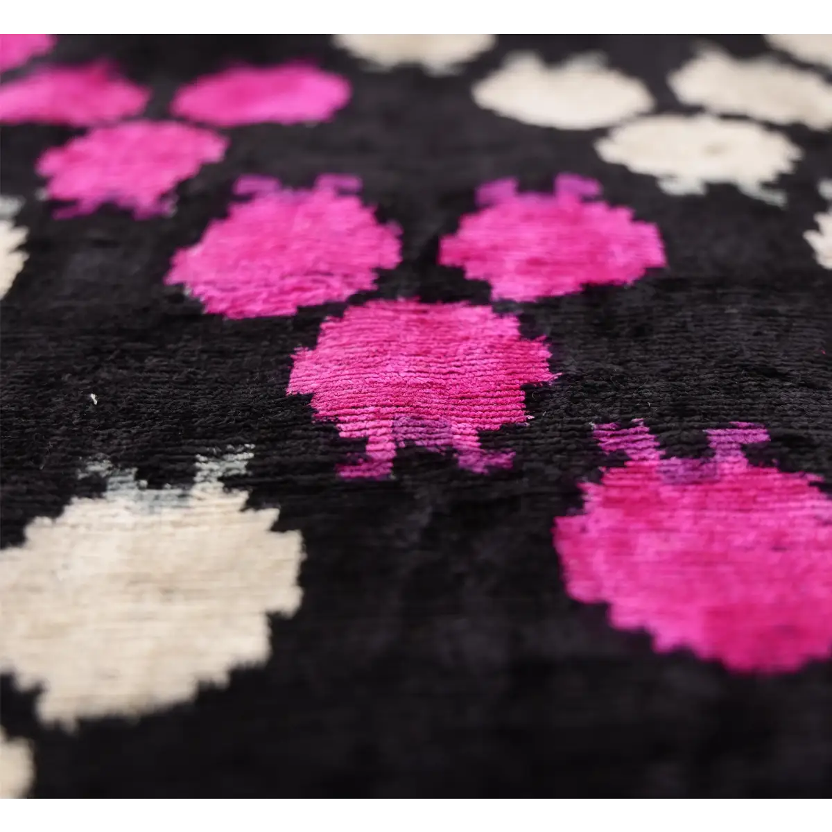 Midnight & Magenta Ikat Silk Velvet Pillow - 20’’ x 20’’ - Canvello