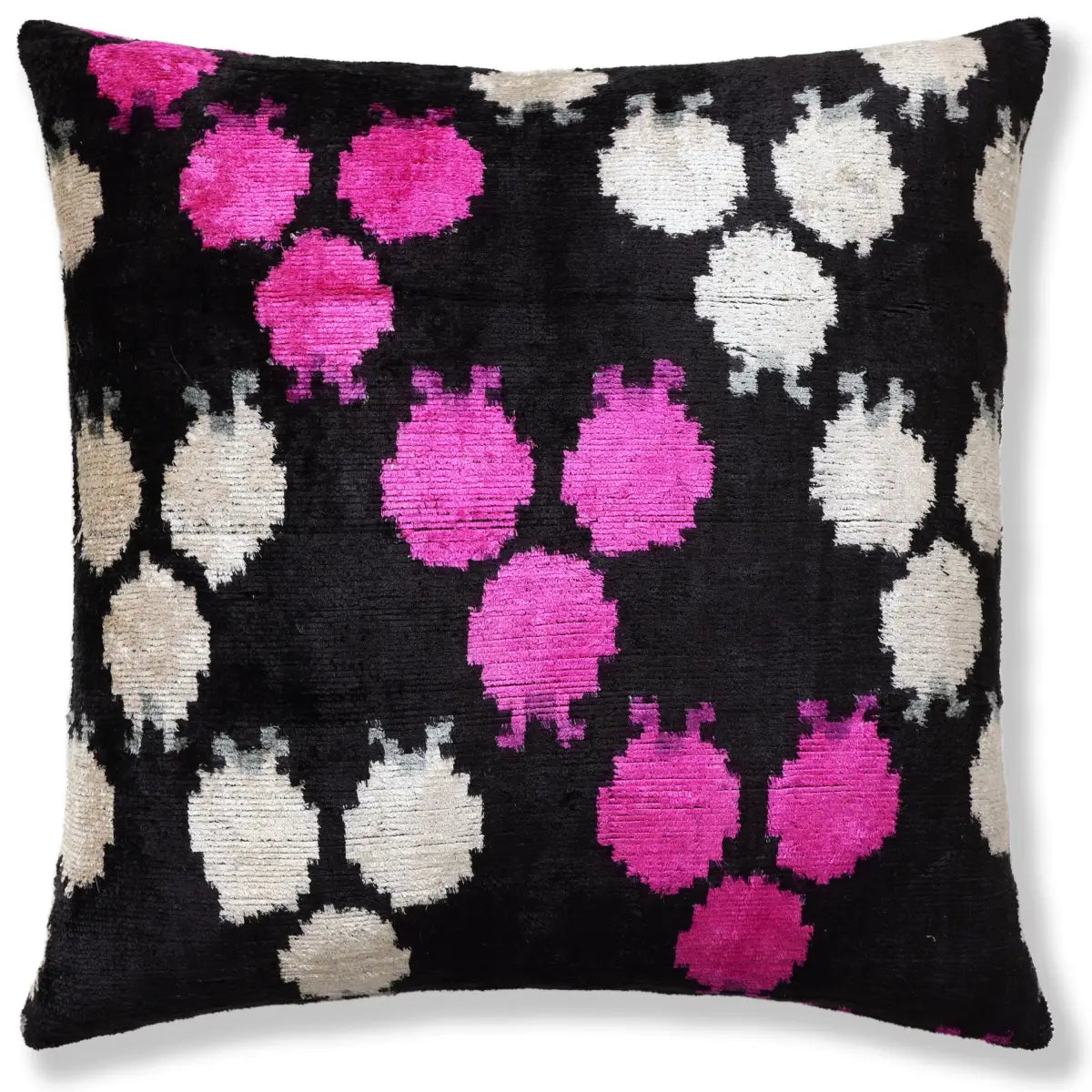 Midnight & Magenta Ikat Silk Velvet Pillow - 20’’ x 20’’ - Canvello