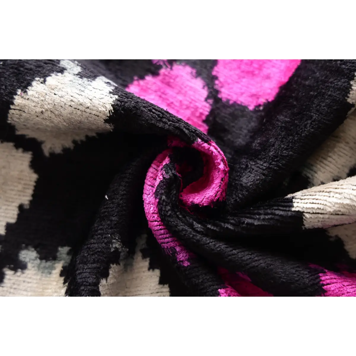 Midnight & Magenta Ikat Silk Velvet Pillow - 20’’ x 20’’ - Canvello