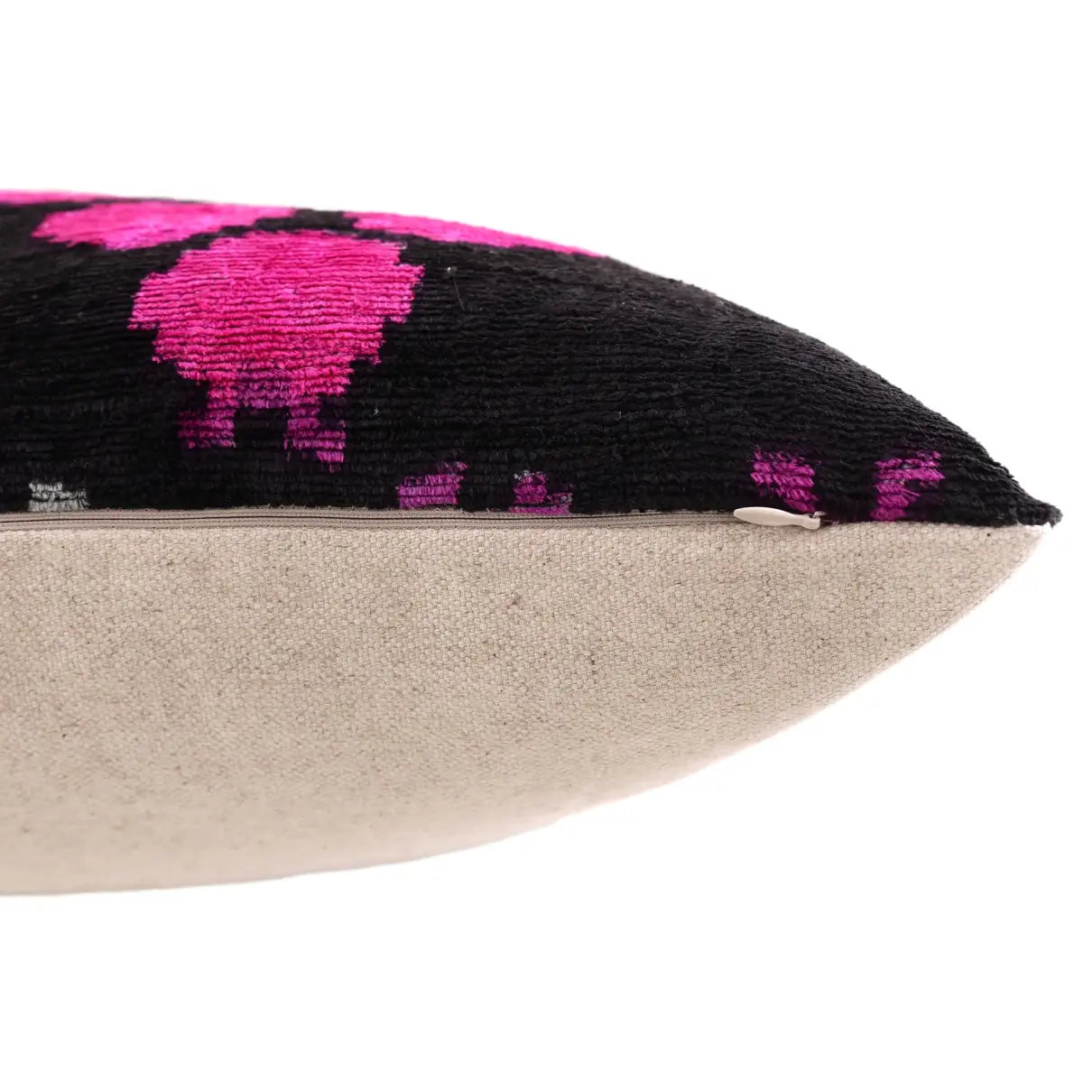 Midnight & Magenta Ikat Silk Velvet Pillow - 20’’ x 20’’ - Canvello
