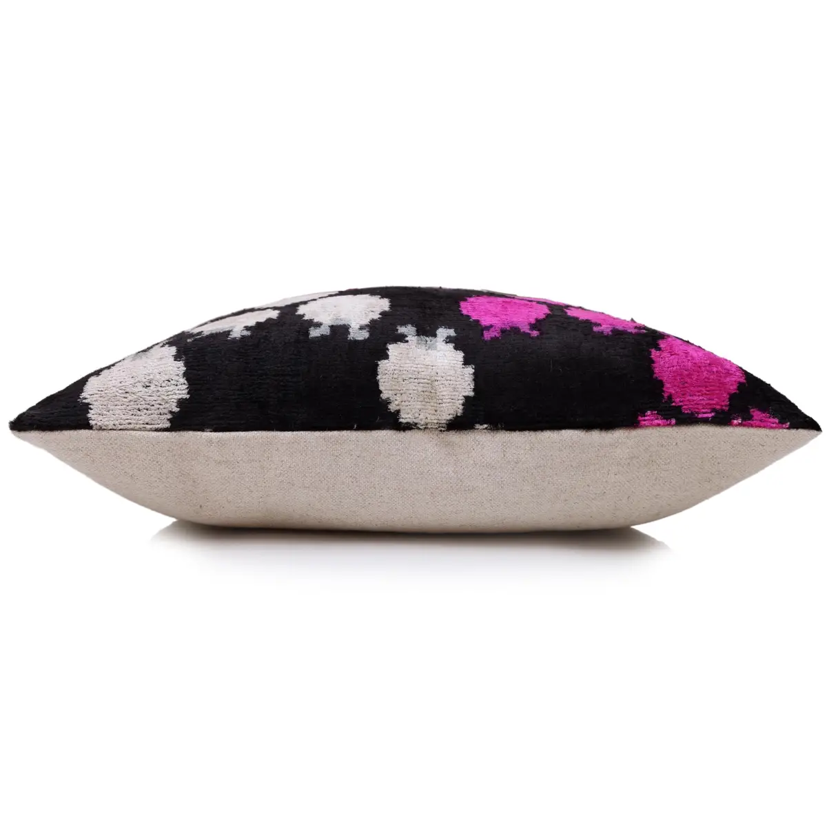 Midnight & Magenta Ikat Silk Velvet Pillow - 20’’ x 20’’ - Canvello