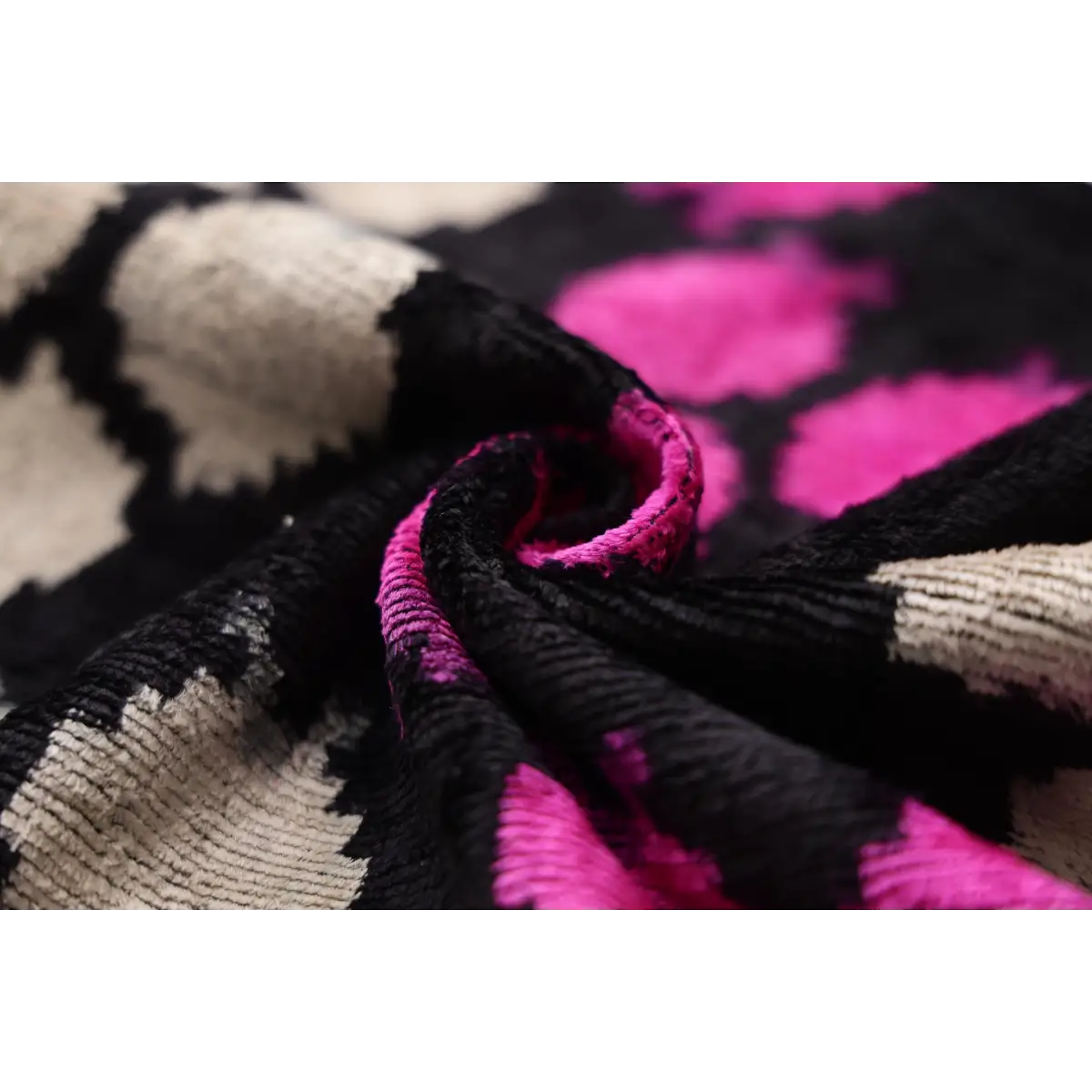 Midnight & Magenta Ikat Silk Velvet Pillow - 20’’ x 20’’ - Canvello