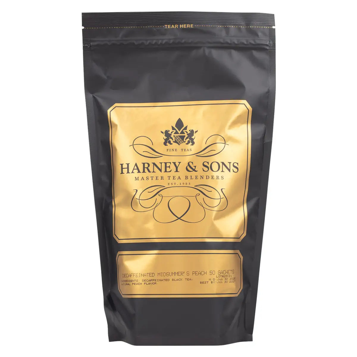 Decaf Midsummer’s Peach Tea - Sachets / Bag of 50 Sachets - Harney & Sons Fine Teas