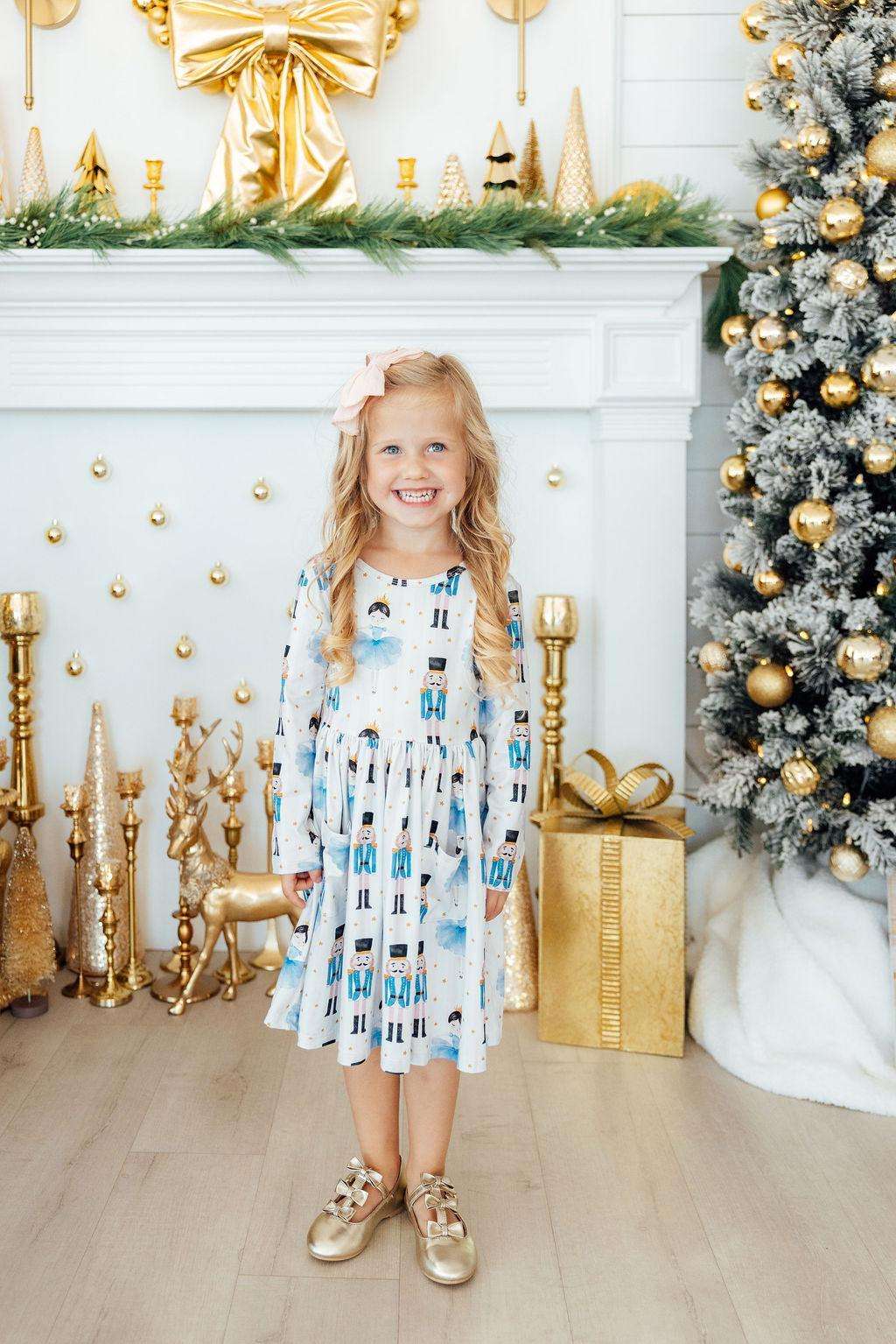 Waltz of the Snowflakes L/S Pocket Twirl Dress - Mila & Rose ®