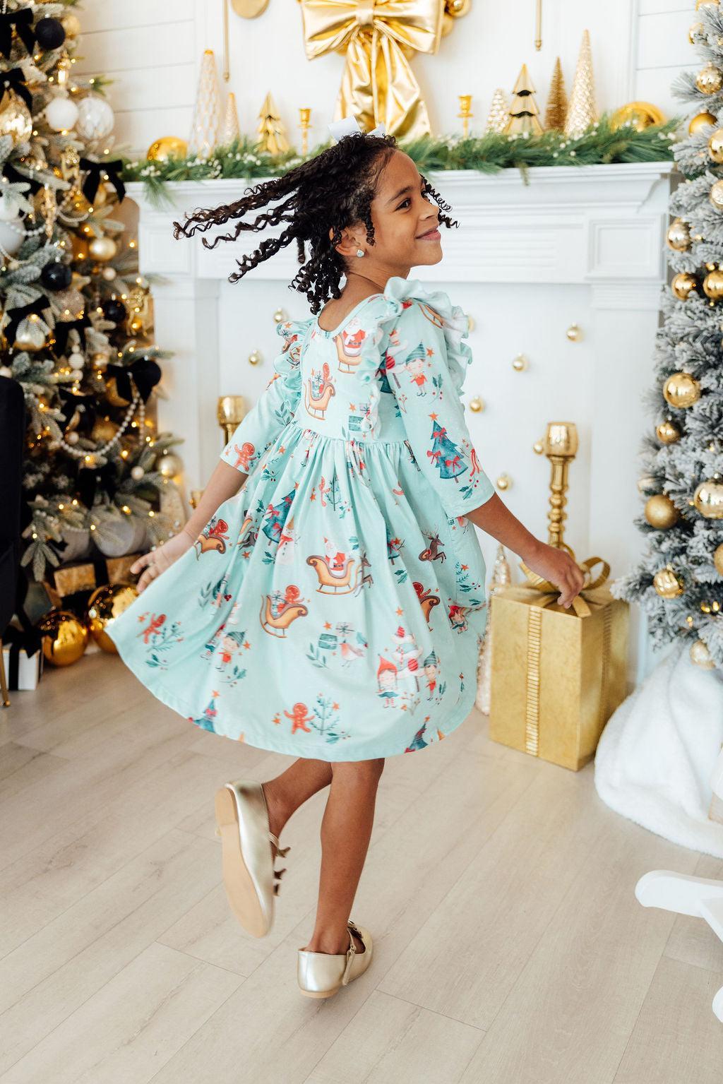 Believe in Your Elf Christmas Ruffle Twirl Dress - Mila & Rose ®