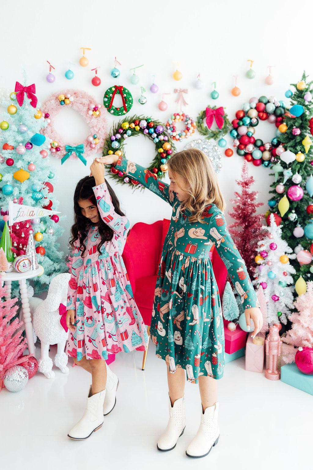 Christmas Cowgirl L/S Pocket Twirl Dress - Mila & Rose ®