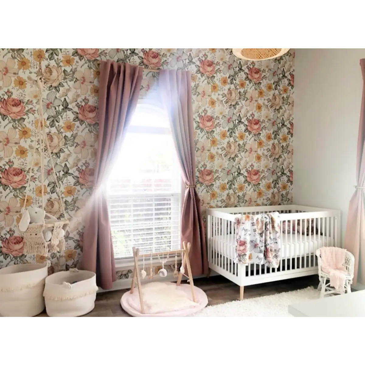 Mila Wallpaper - Pink and Coral Roses - Loomwell Home Goods