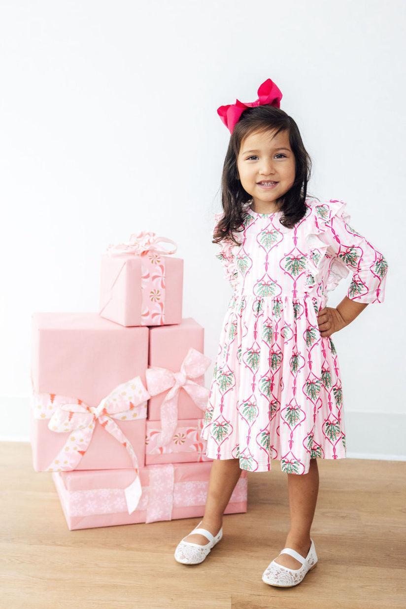 Merry Mistletoe 3/4 Sleeve Ruffle Twirl Dress - Mila & Rose ®