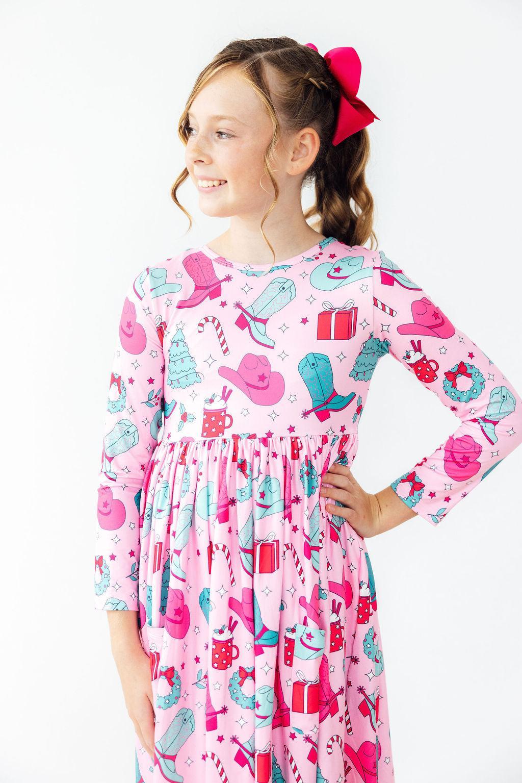 Christmas Cowgirl L/S Pocket Twirl Dress - Mila & Rose ®