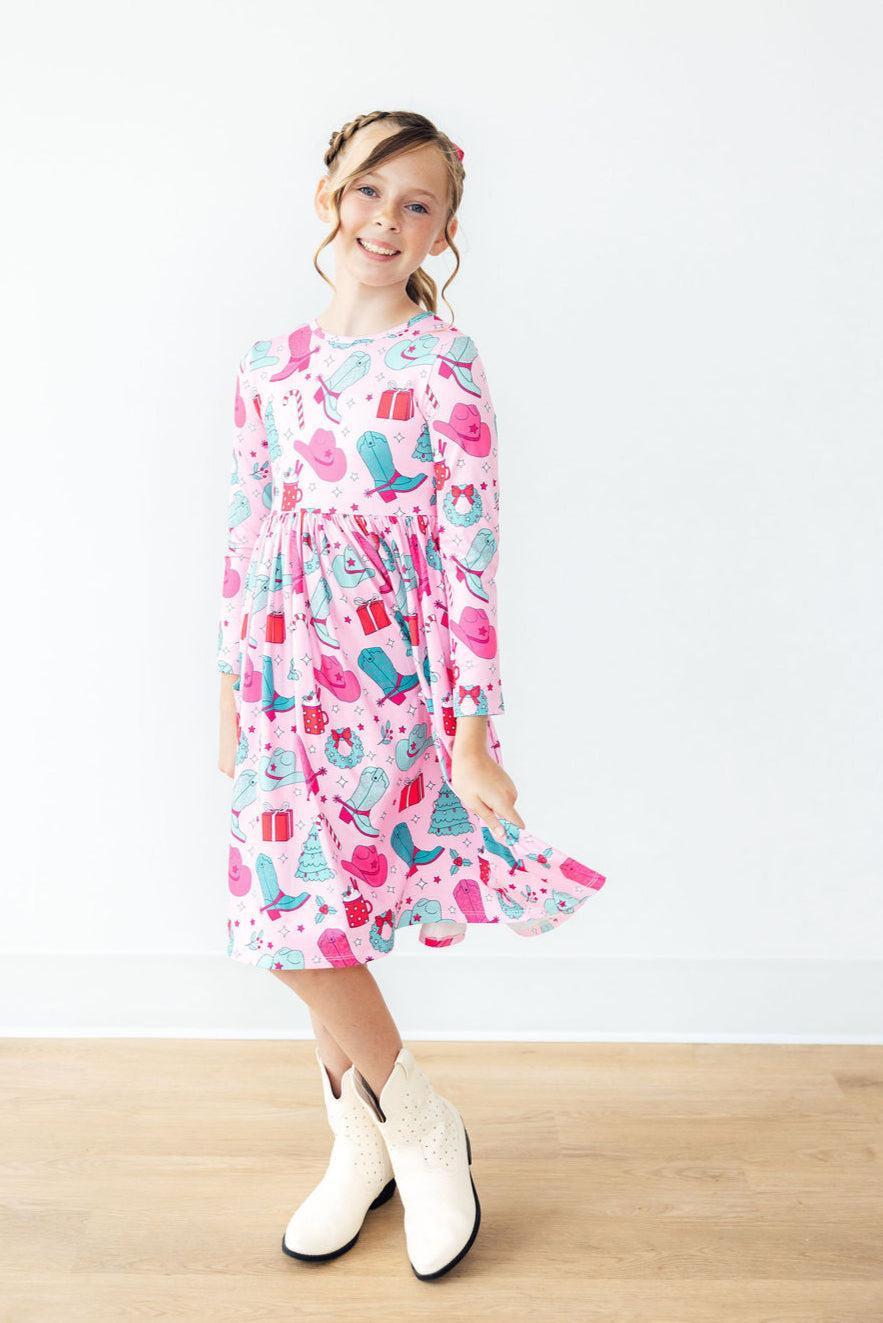 Christmas Cowgirl L/S Pocket Twirl Dress - Mila & Rose ®