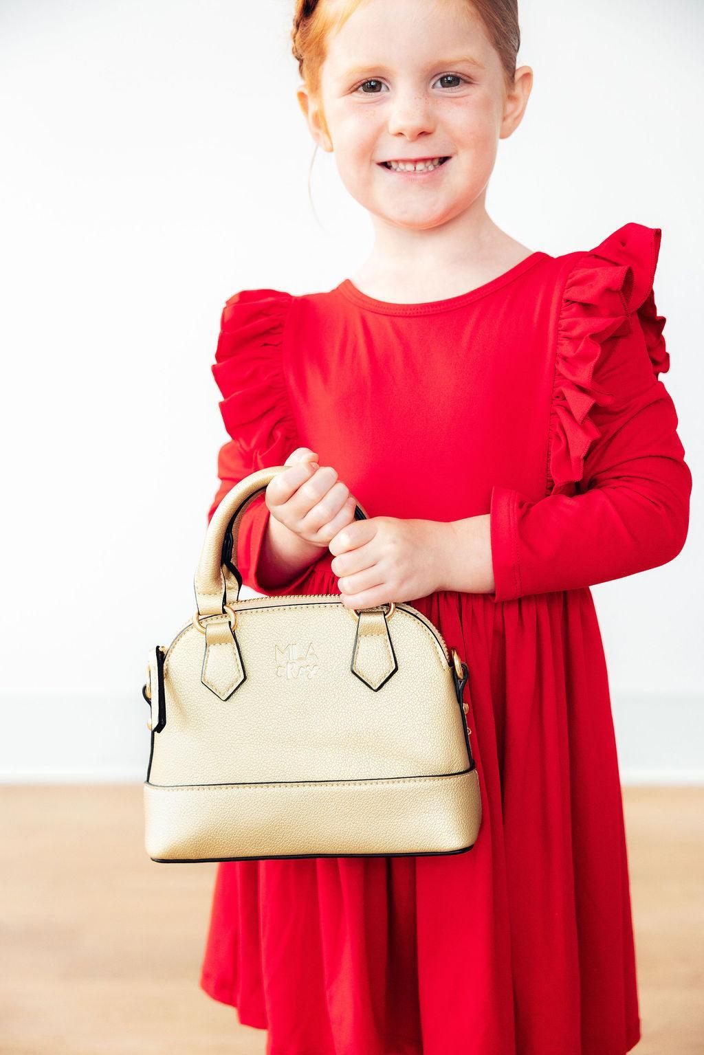 Red L/S Ruffle Twirl Dress - Mila & Rose ®