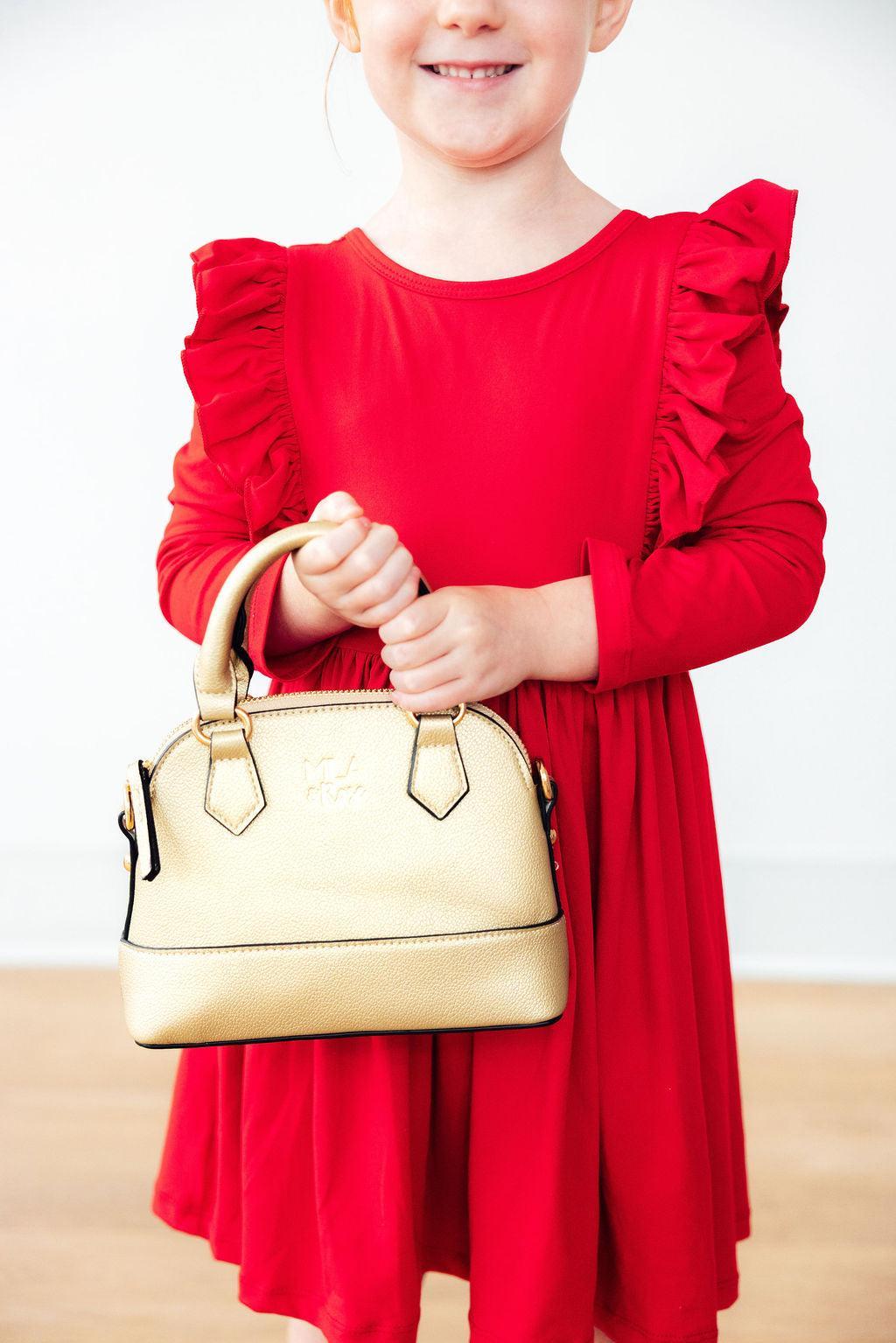 Red L/S Ruffle Twirl Dress - Mila & Rose ®