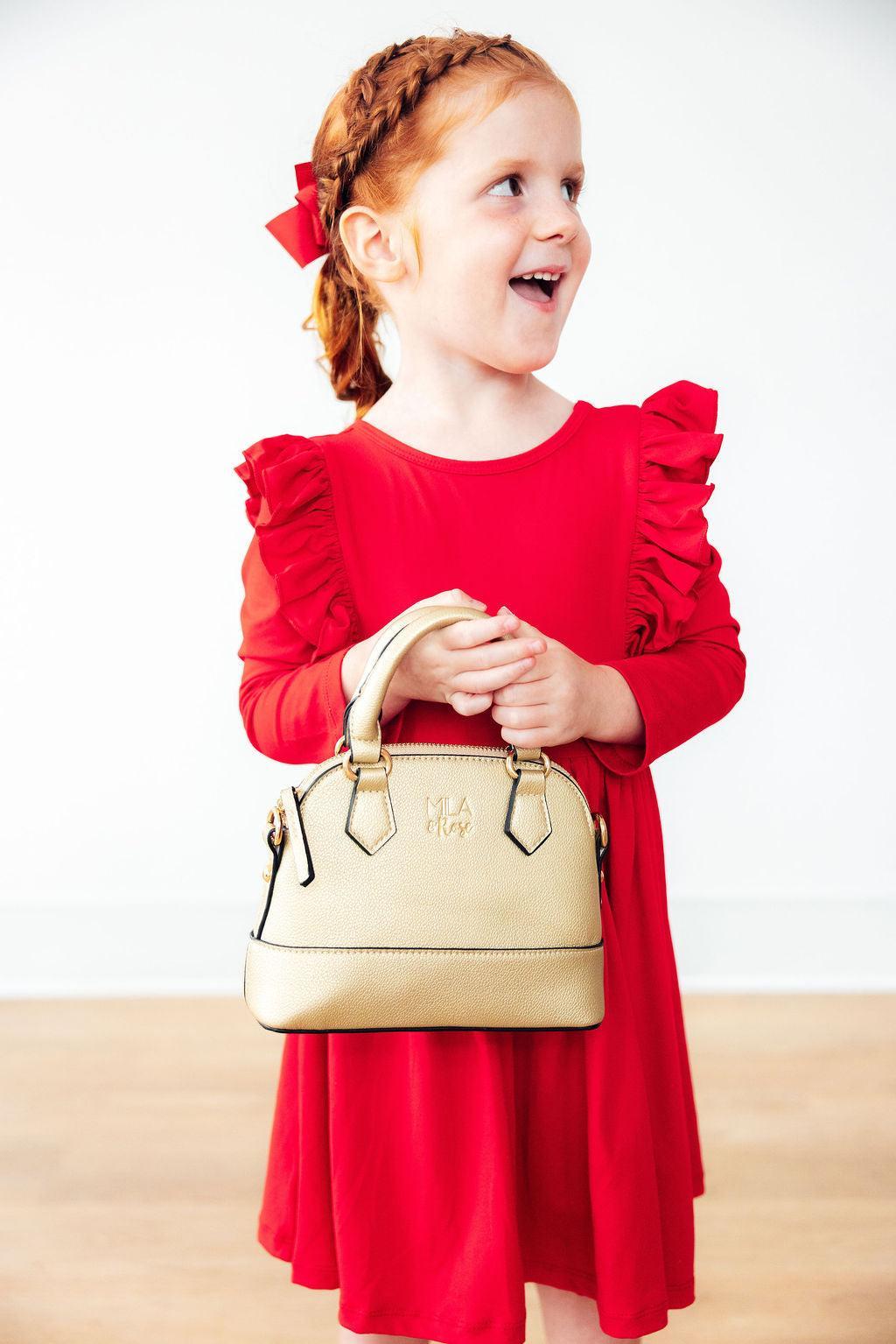 Red L/S Ruffle Twirl Dress - Mila & Rose ®