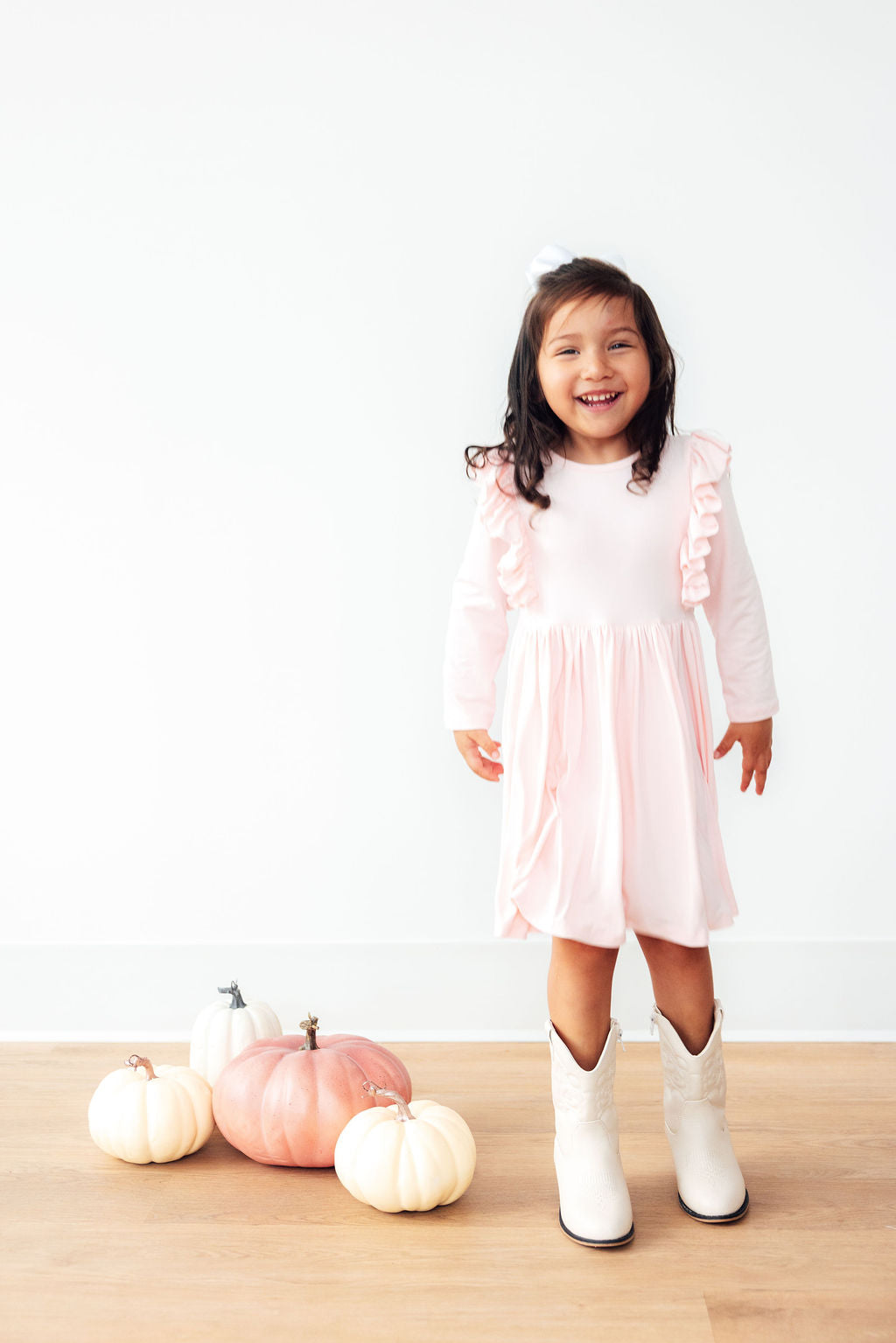 Petal Pink L/S Ruffle Twirl Dress - Mila & Rose ®