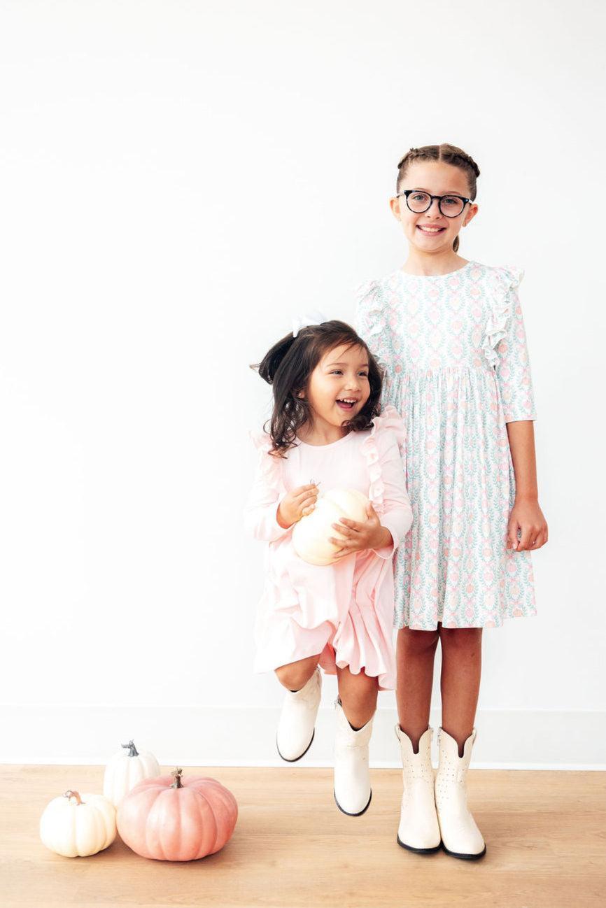 Petal Pink L/S Ruffle Twirl Dress - Mila & Rose ®