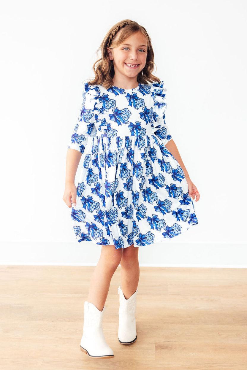 Lone Star 3/4 Sleeve Ruffle Twirl Dress - Mila & Rose ®