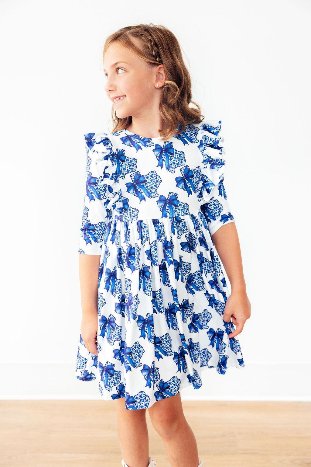 Lone Star 3/4 Sleeve Ruffle Twirl Dress - Mila & Rose ®