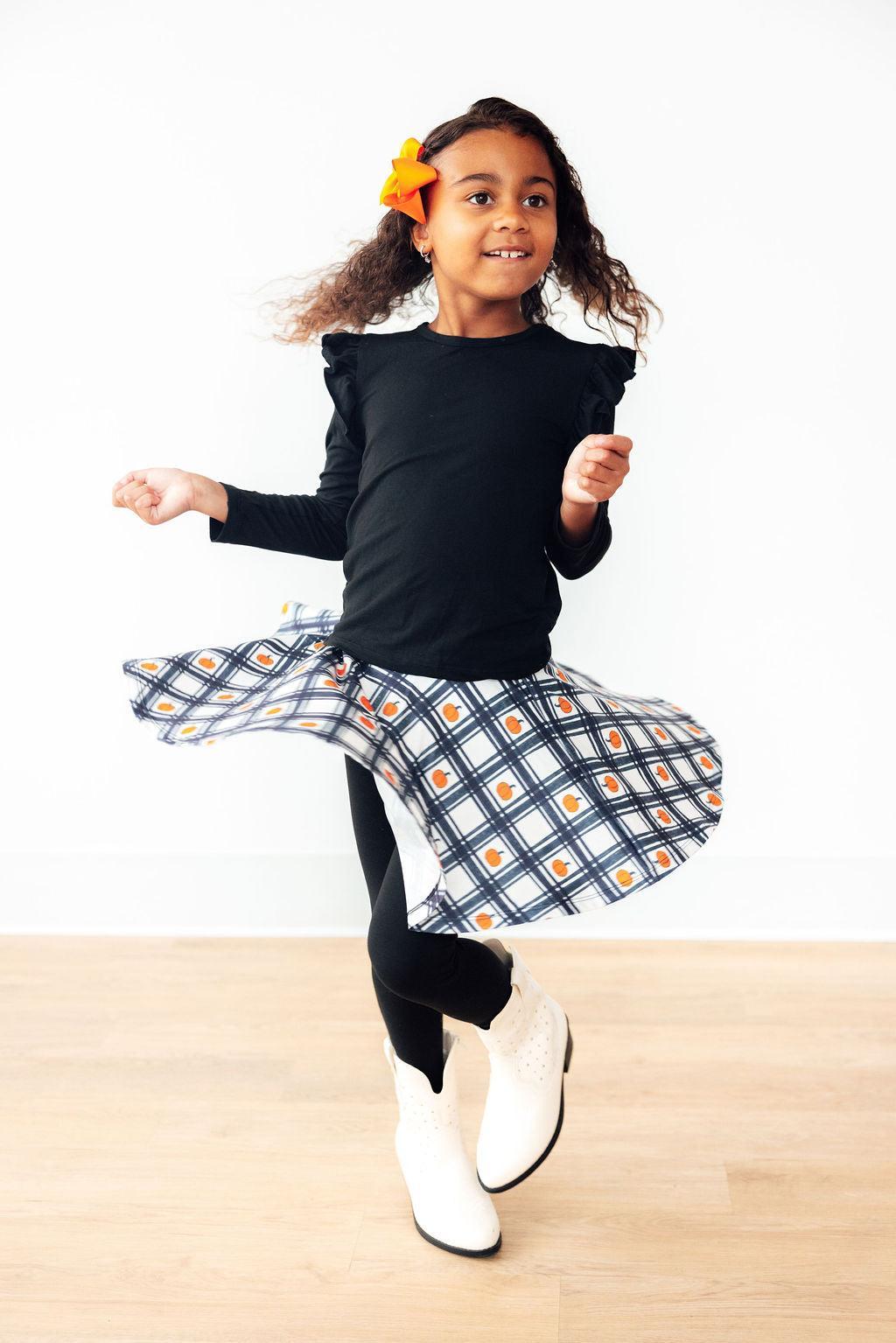 Plaid Pumpkins Twirl Skirt with Leggings - Mila & Rose ®
