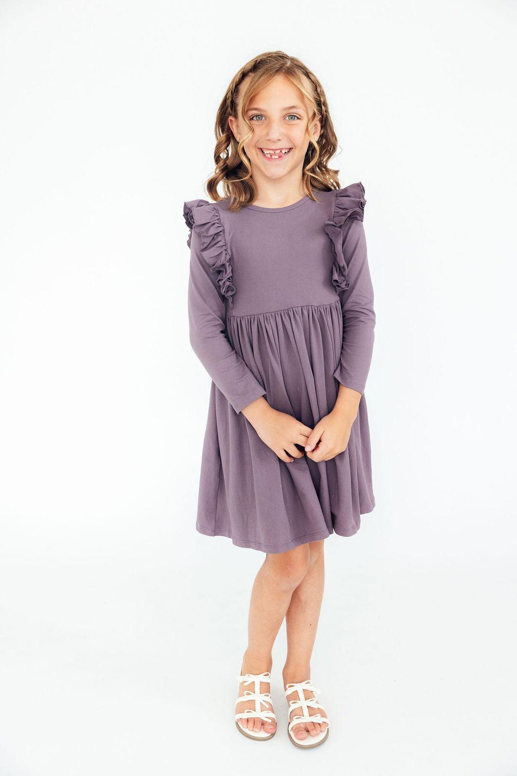 Vintage Violet L/S Ruffle Twirl Dress - Mila & Rose ®