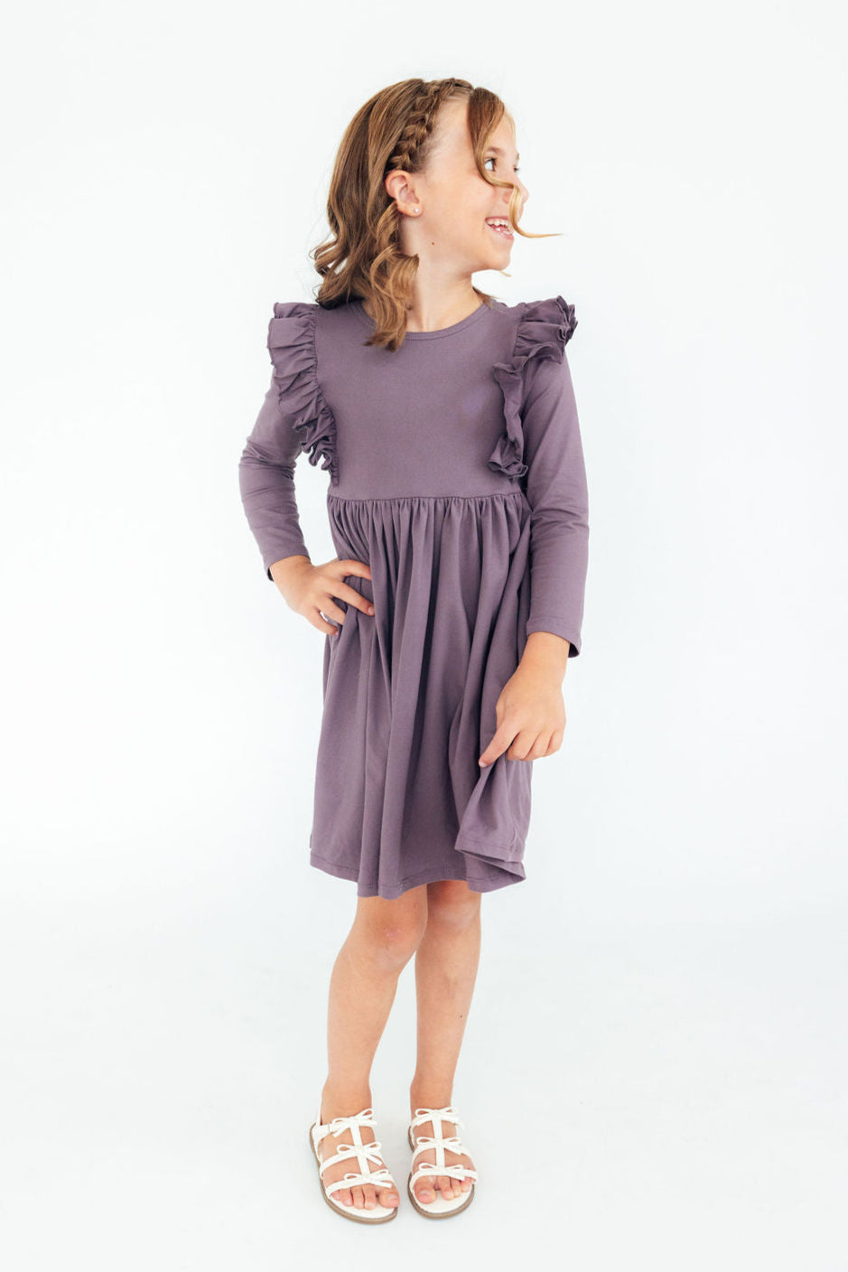 Vintage Violet L/S Ruffle Twirl Dress - Mila & Rose ®