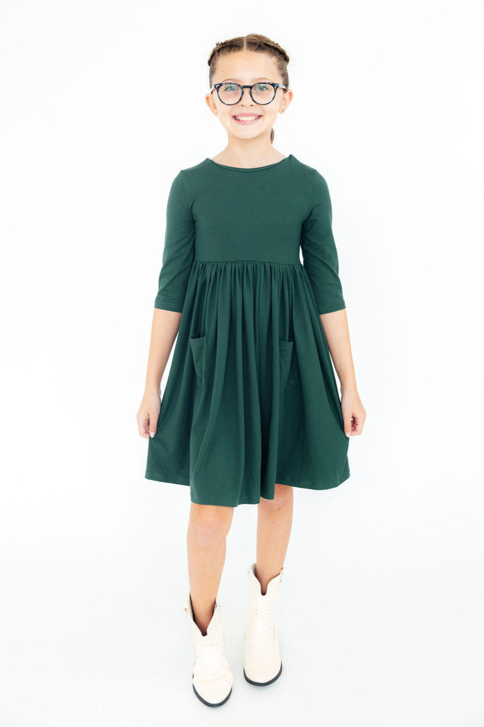 Spruce 3/4 Sleeve Pocket Twirl Dress - Mila & Rose ®