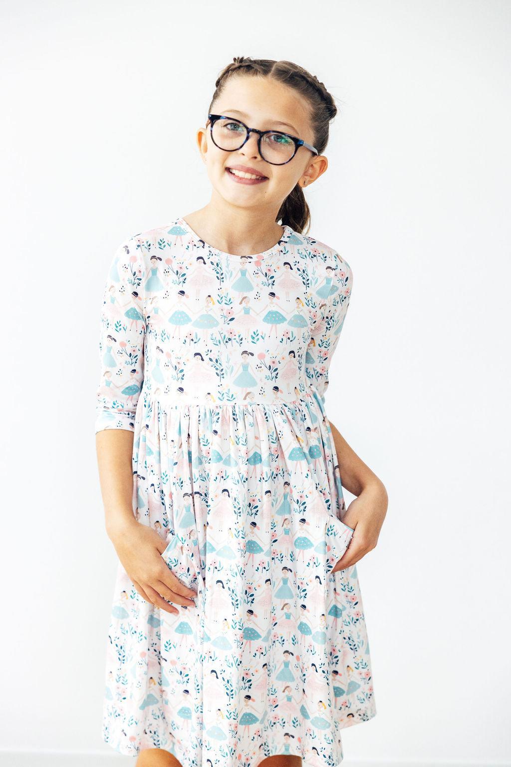 Twinkle Toes 3/4 Sleeve Pocket Twirl Dress - Mila & Rose ®