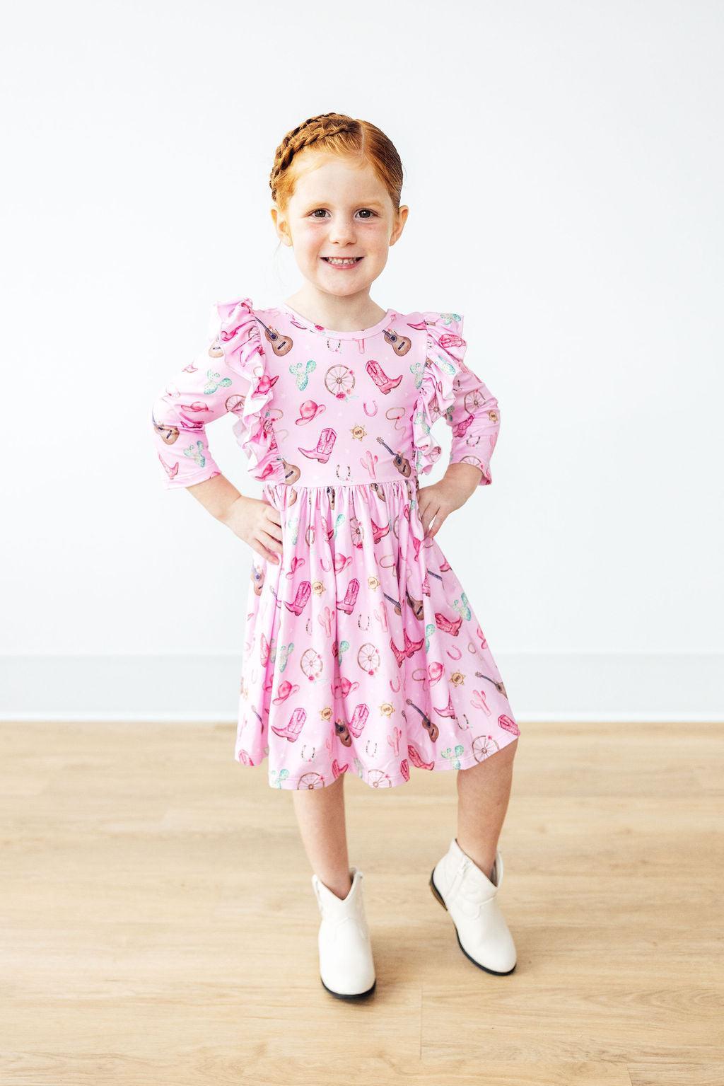 Boot Scootin’ 3/4 Sleeve Ruffle Twirl Dress - Mila & Rose ®