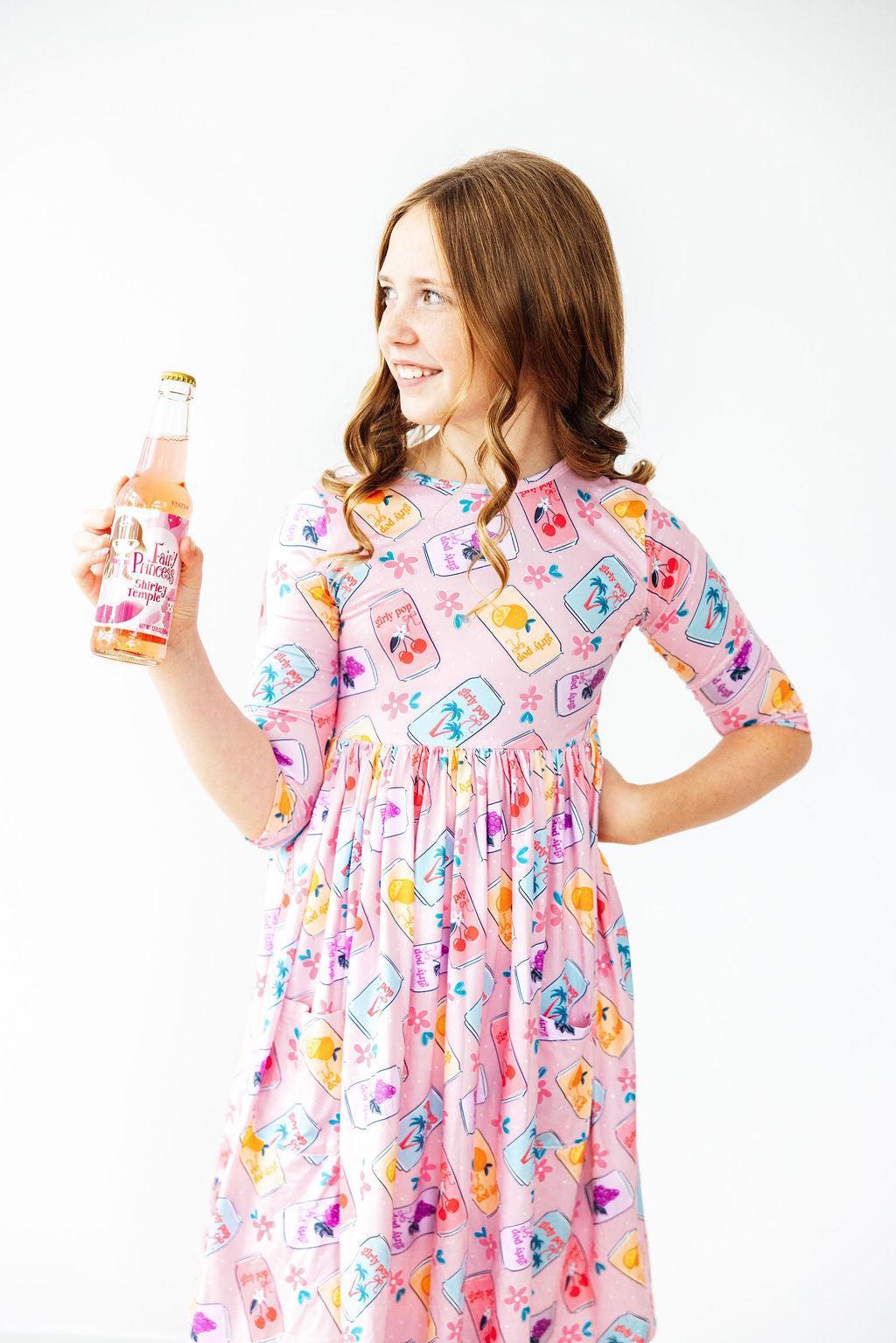Girly Pop 3/4 Sleeve Pocket Twirl Dress - Mila & Rose ®